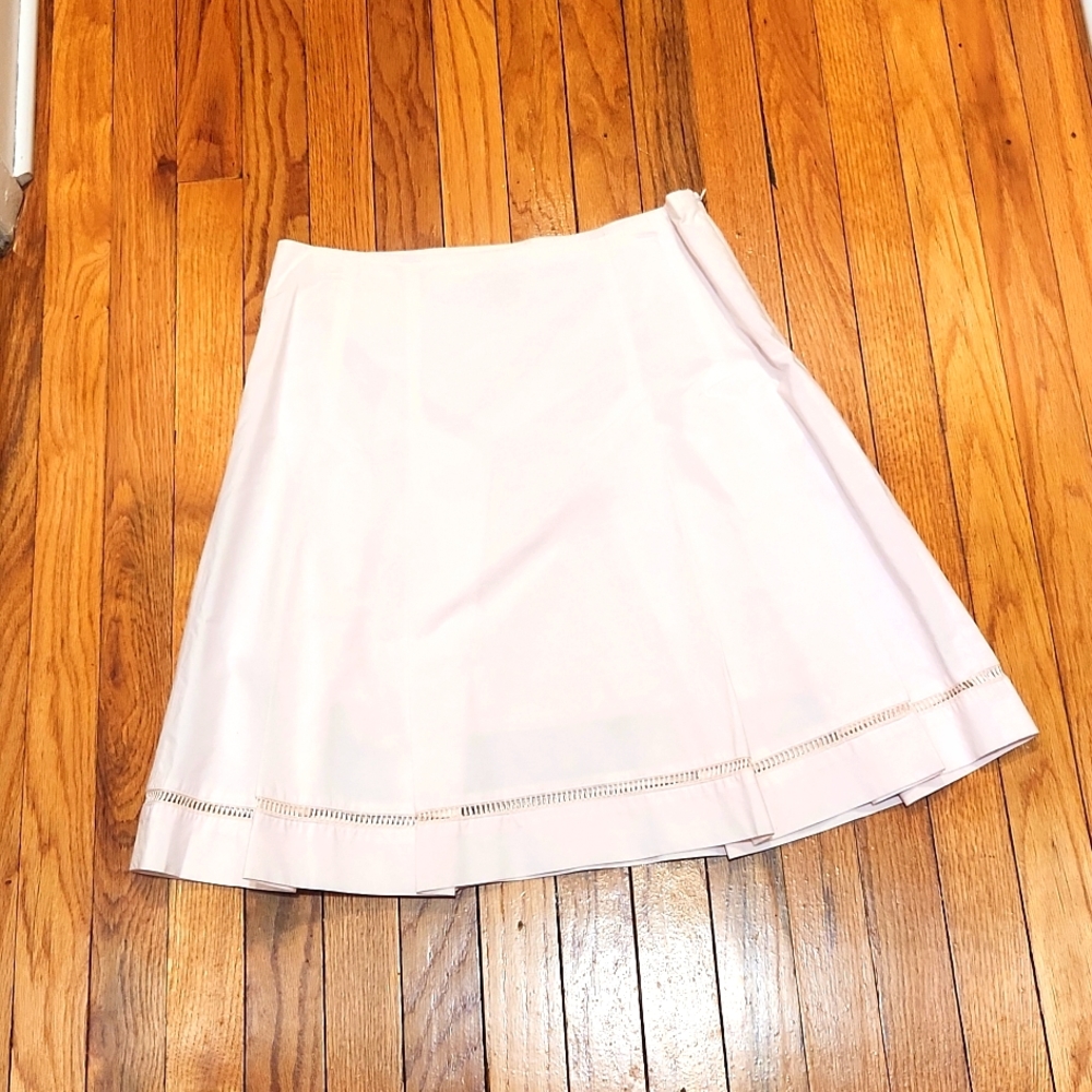EXPRESS ▪︎ Women's Cotton Pleated Skirt in Baby Pink, Size 8 Fully Lined